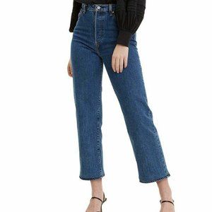 Levi's premium ribcage ankle straight - sz 30, blue Georgie wash